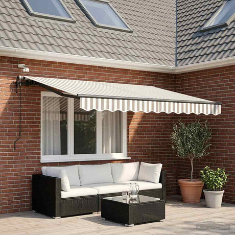 Vidaxl uitschuifbare luifel lichtgrijs en wit. 300 x 250 cm polyester
