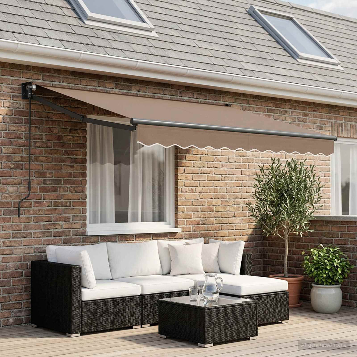Vidaxl uitschuifbare luifel taupe 3 x 2,5 m
