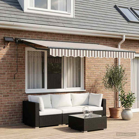 Vidaxl handmatige luifelhouder met led's lichtgrijs en wit. 3 x 2,5 m