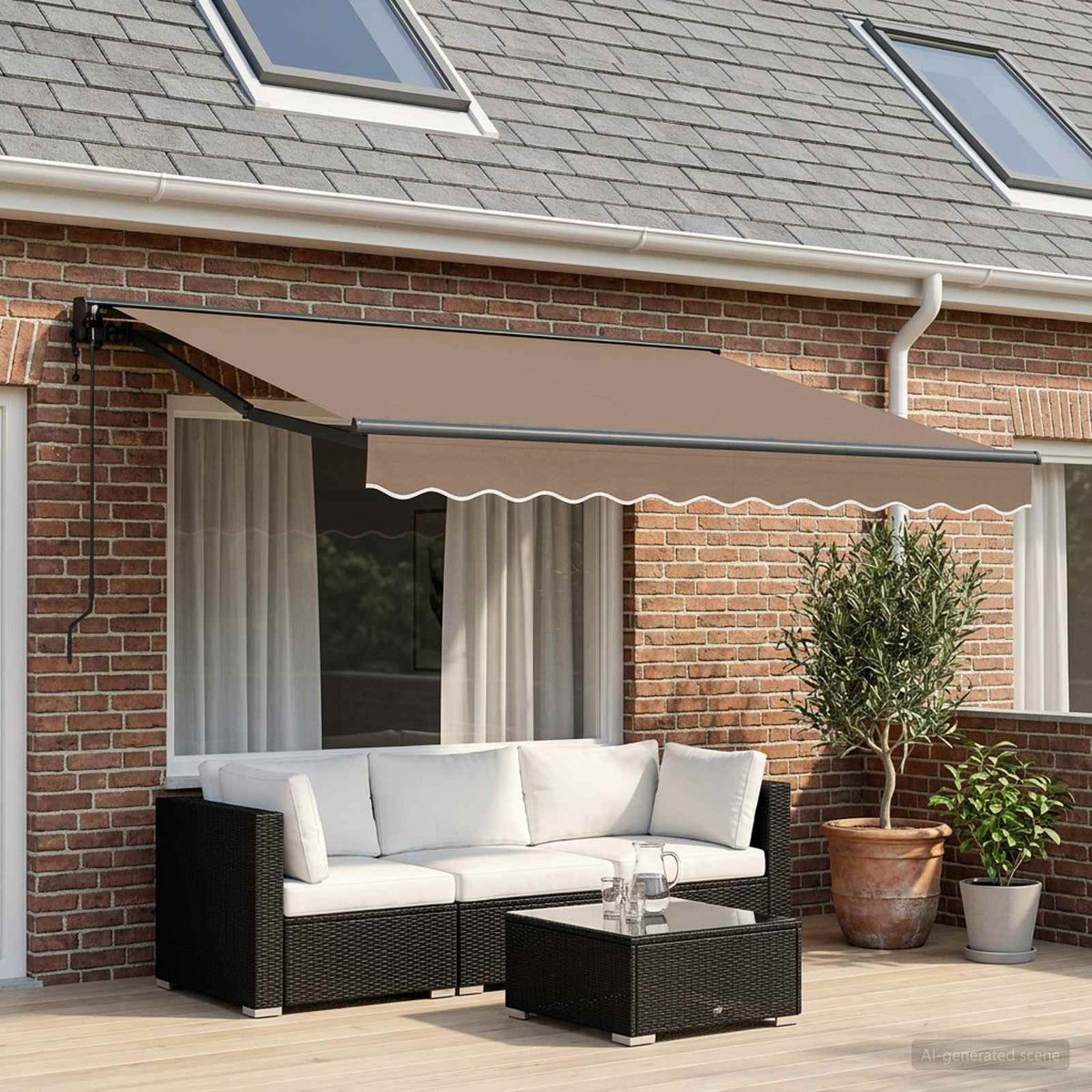 Vidaxl uitschuifbare luifel taupe 3 x 2,5 m polyester en aluminium