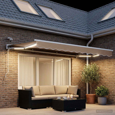 Vidaxl elektrisch uittrekbaar zonnescherm taupe 3 x 2,5 m