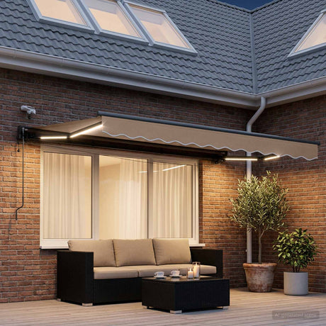 Vidaxl elektrisch uittrekbaar zonnescherm taupe 3 x 2,5 m