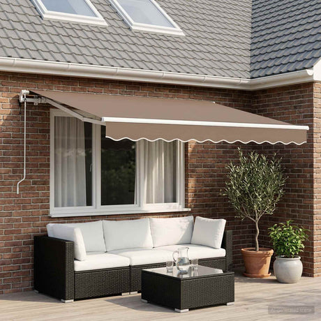 Vidaxl uitschuifbare luifel taupe 350 x 250 cm polyester