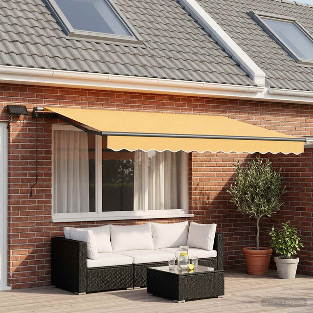Vidaxl uitschuifbare luifel zand 350 x 250 cm stof en aluminium