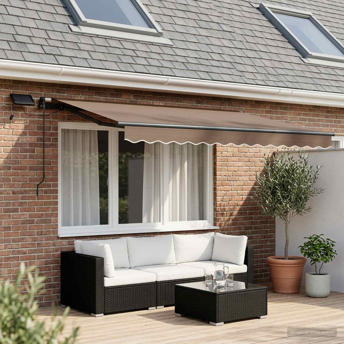 Vidaxl uitschuifbare luifel taupe 350 x 250 cm stof en aluminium