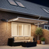 Vidaxl handbediende luifel met led's taupe 100% polyester en aluminium