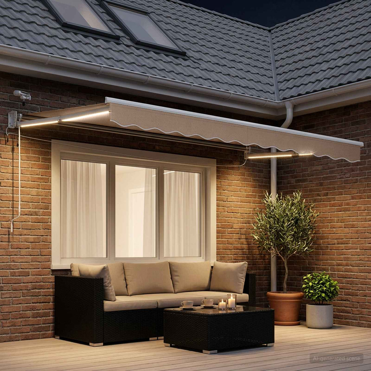 Vidaxl elektrisch uittrekbaar zonnescherm taupe