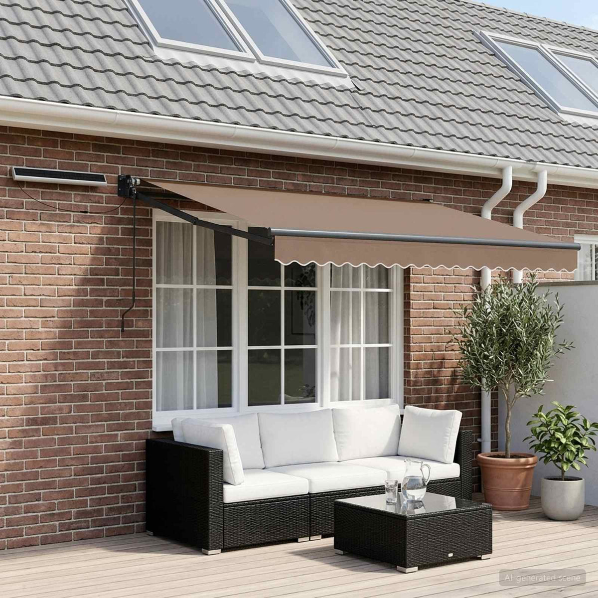 Vidaxl elektrisch uittrekbaar zonnescherm taupe 3,5 x 2,5 m