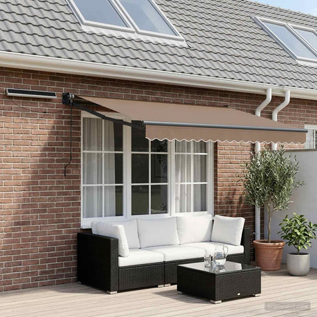 Vidaxl elektrisch uittrekbaar zonnescherm taupe 3,5 x 2,5 m