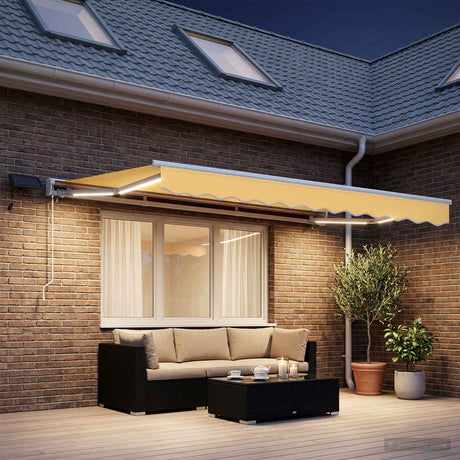 Vidaxl handmatige luifelhouder met led's zand 3,5 x 2,5 m