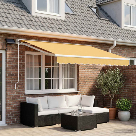 Vidaxl handmatige luifelhouder met led's zand 3,5 x 2,5 m