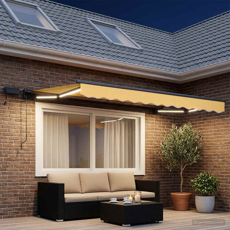 Vidaxl handmatige luifelhouder met led's zand 3,5 x 2,5 m