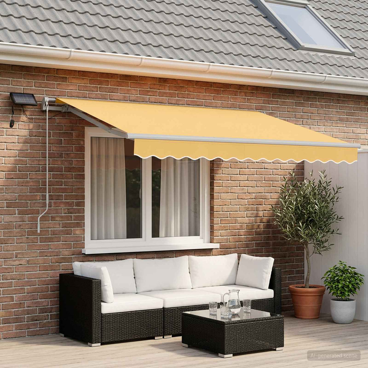Vidaxl uitschuifbare luifel zand 400 × 300 cm stof en aluminium