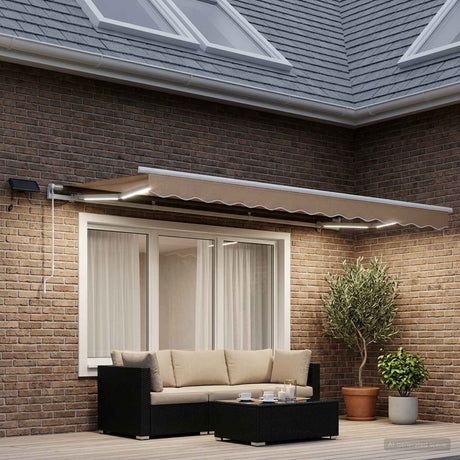 Vidaxl uitschuifbare luifel taupe 400 × 300 cm stof en aluminium