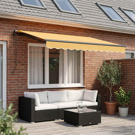 Vidaxl uitschuifbare luifel zand 400 × 300 cm stof en aluminium