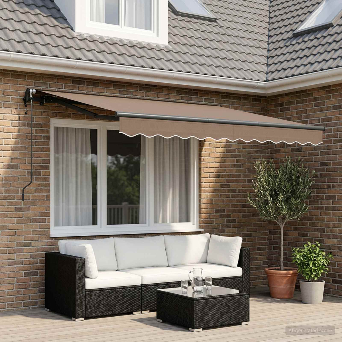 Vidaxl uitschuifbare luifel taupe 400 × 300 cm stof en aluminium