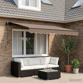Vidaxl uitschuifbare luifel taupe 400 × 300 cm stof en aluminium