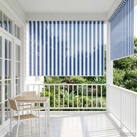 Vidaxl buitenrolgordijn 90% uv-blok blauw en witte streep 220 x 140 cm