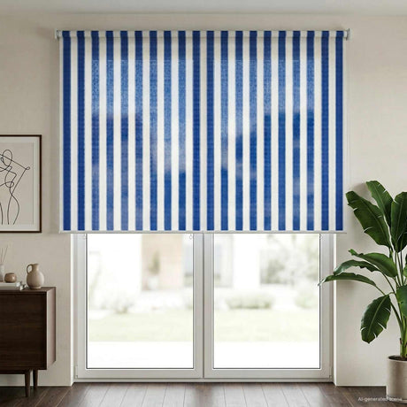 Vidaxl buitenrolgordijn 90% uv-blok blauw en witte streep 200 x 230 cm
