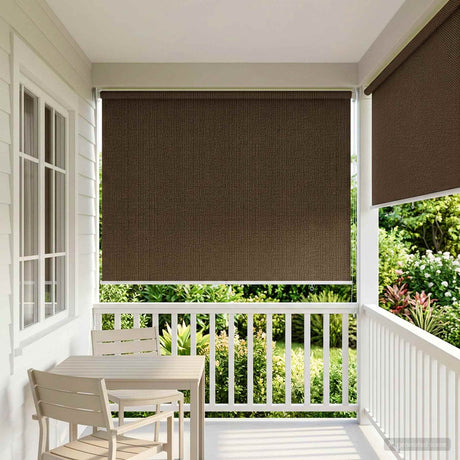 Vidaxl buitenrolgordijn 90% uv-blok bruin 140 x 140 cm hdpe