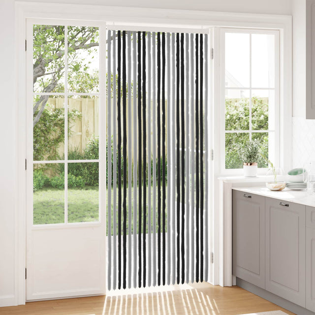 Vidaxl insecten gordijn chenille grijs en zwart 90 x 220 cm 100% pp