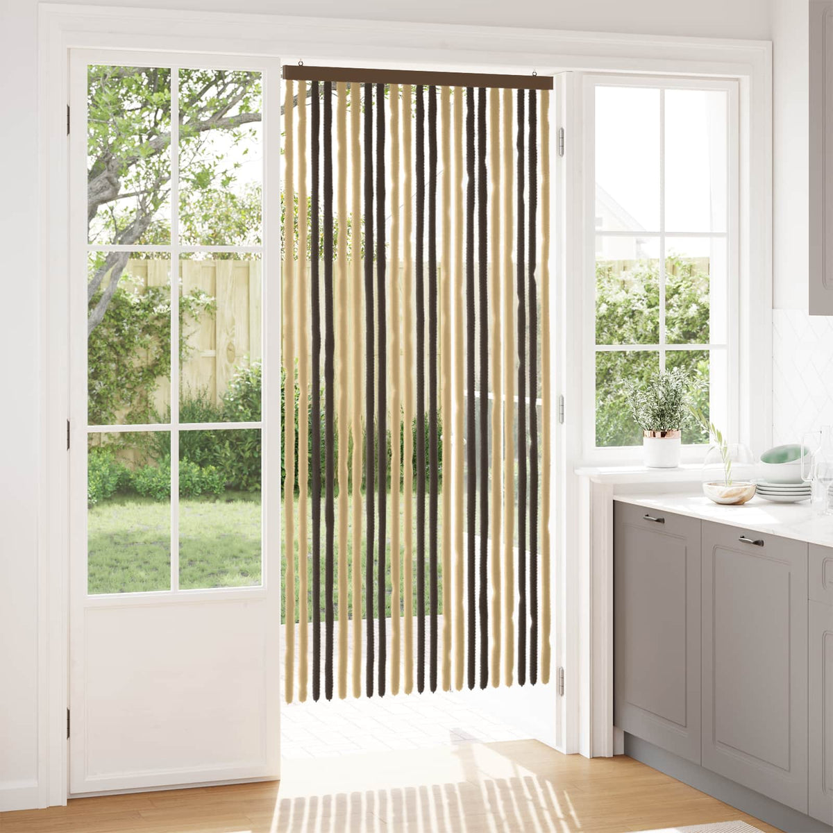 Vidaxl insecten gordijn chenille donkerbruin, beige 90 x 200 cm