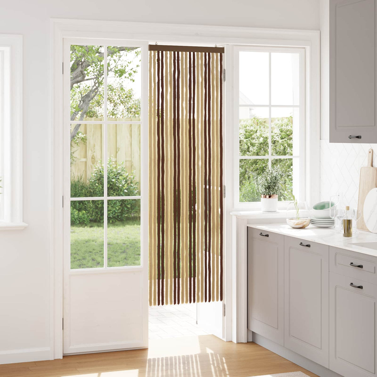 Vidaxl insecten gordijn chenille bruin en beige 56 x 185 cm 100% pp