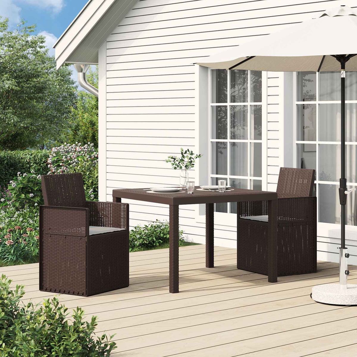 Vidaxl tuin eetstoelen 2 st bruin en lichtgrijs pp