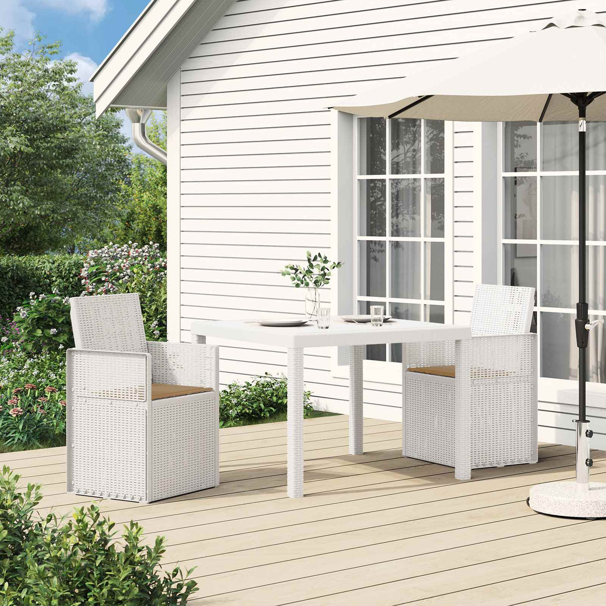 Vidaxl tuin eetstoelen 2 st wit en taupe pp