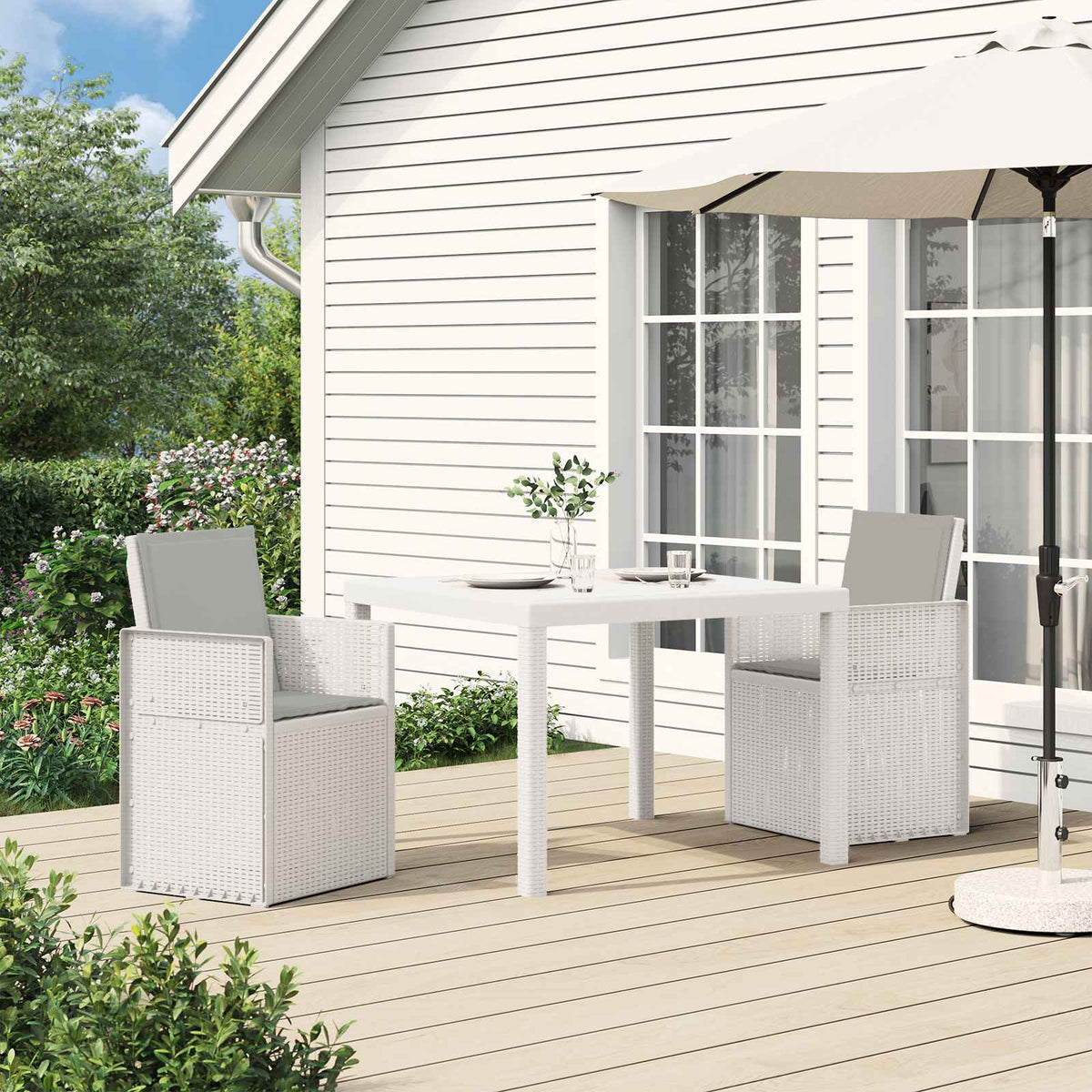 Vidaxl tuin eetstoelen 2 st wit en lichtgrijs pp