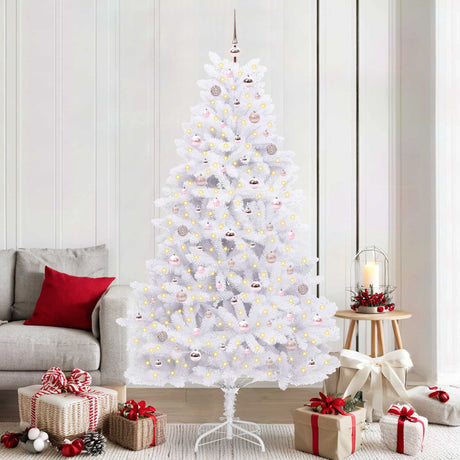 Vidaxl kunstmatige inklapbare kerstboom wit 210 cm pvc en staal