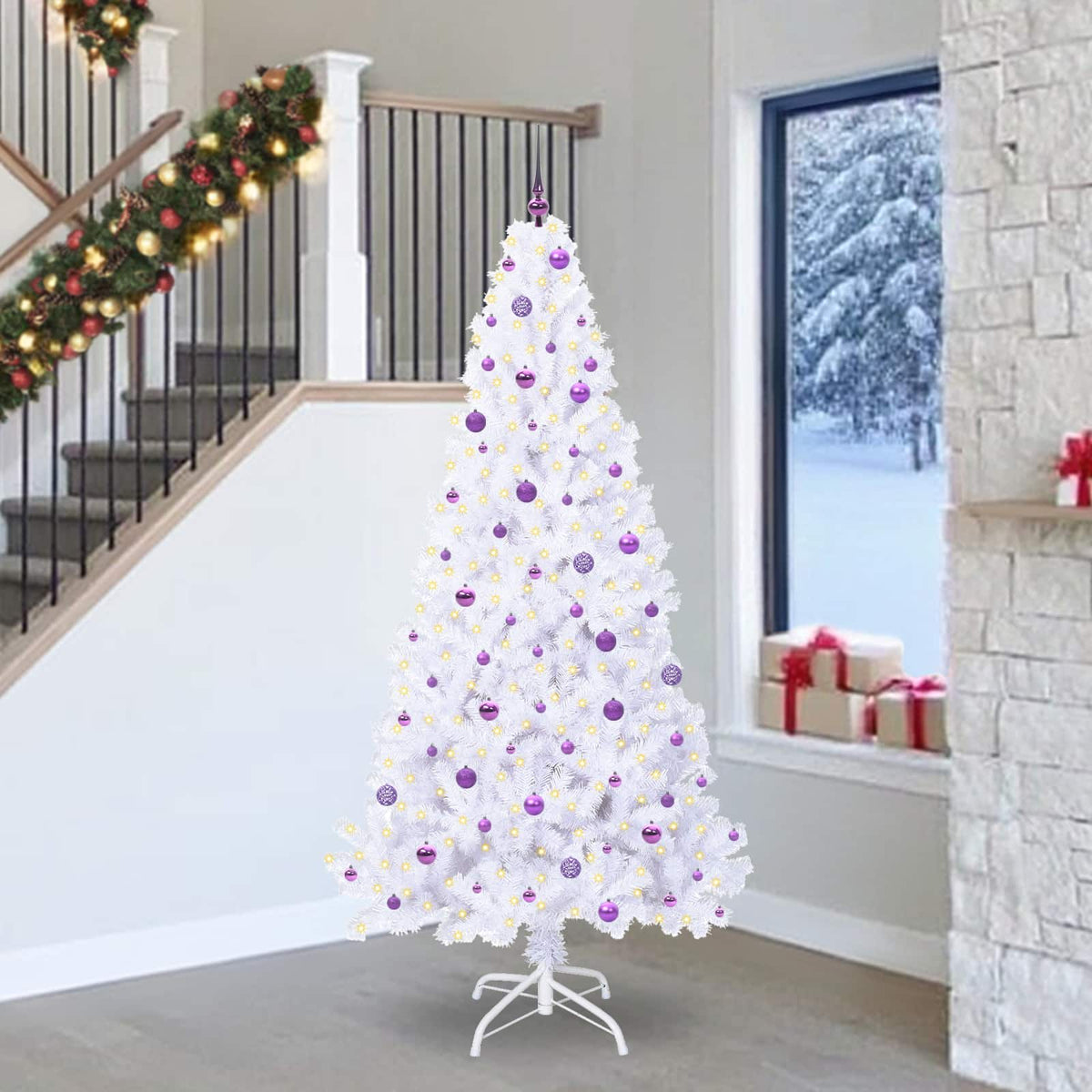 Vidaxl kunstkerstboom met 300 led wit 240 cm pvc en staal