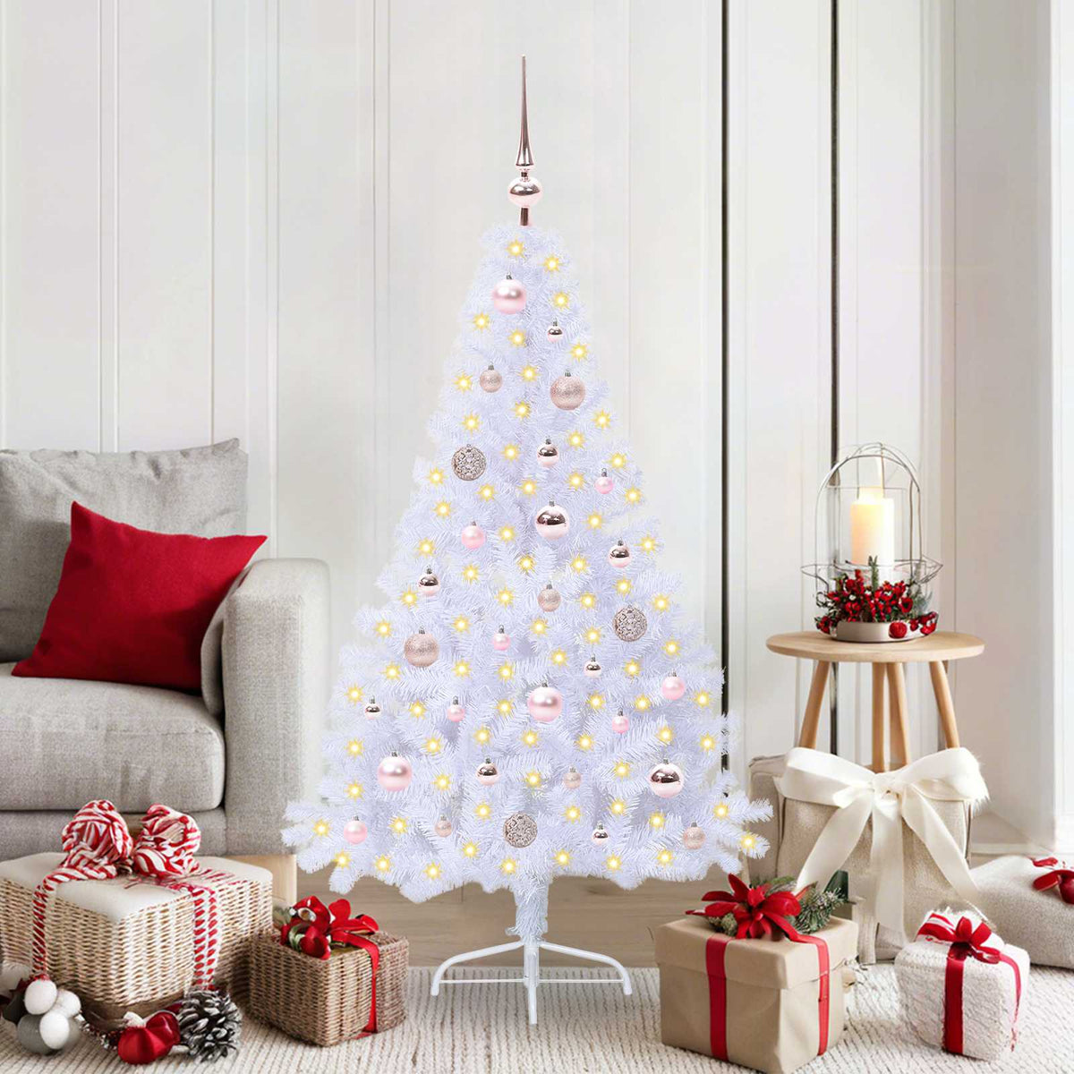 Vidaxl kunstkerstboom met 150 led wit 150 cm pvc en staal