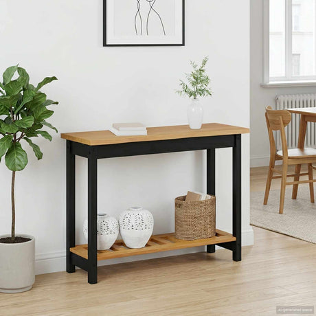 Vidaxl wandtafel ekai zwart 112 x 35 x 76 cm massief grenenhout