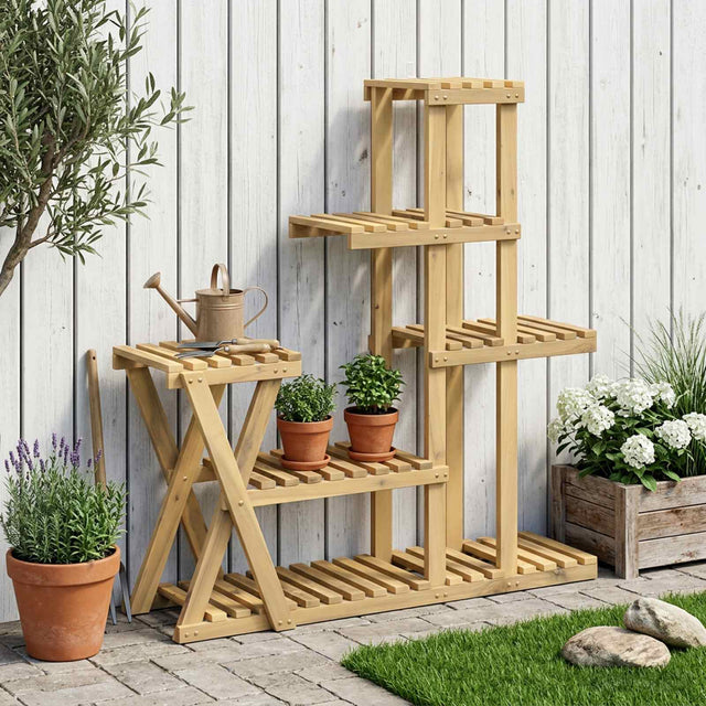 Vidaxl plantenstandaard wit 95 x 25 x 101,5 cm massief acaciahout