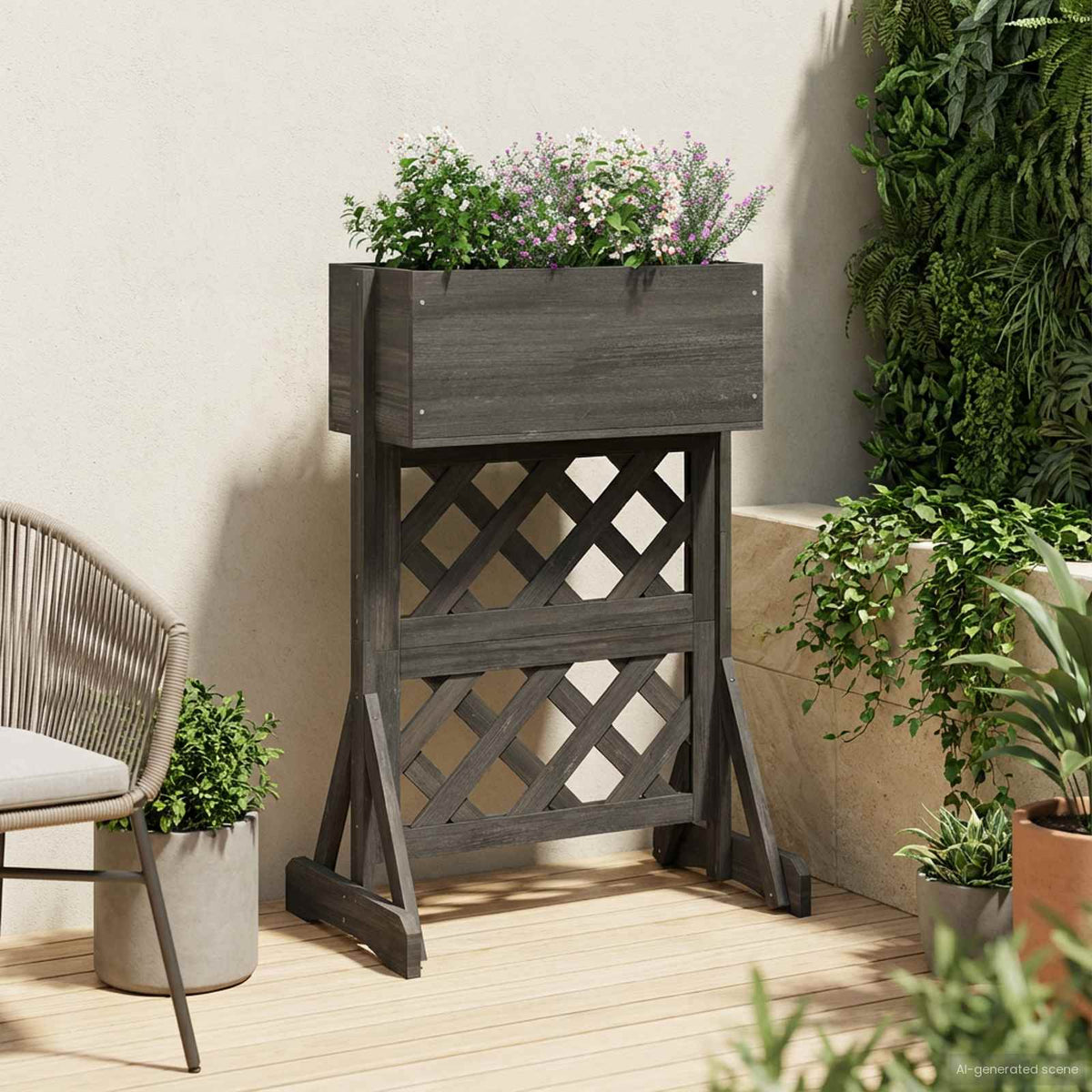 Vidaxl verticale tuin trellis grijs 48 x 30 x 70,5 cm