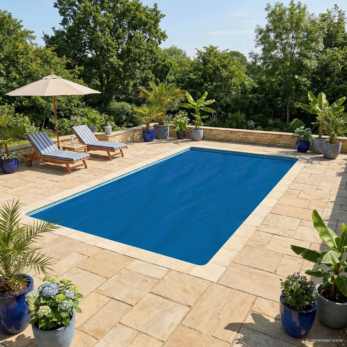 Vidaxl zonne pool dek 1000 x 500 cm 110 μm vierkant pe blauw