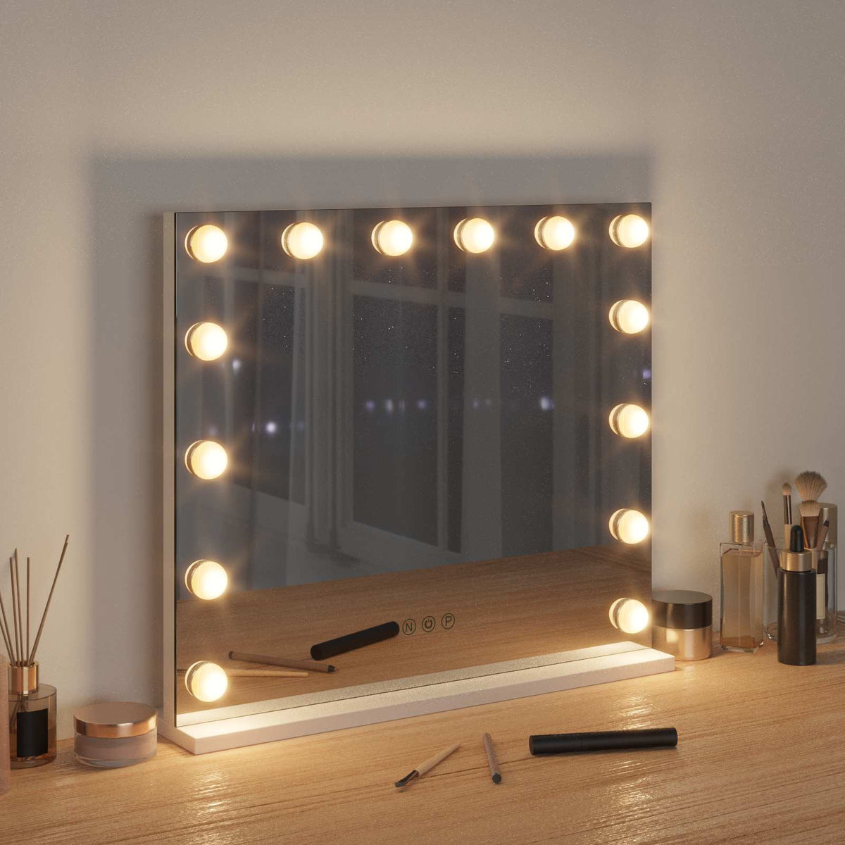 Vidaxl led make-up spiegel wit 50 x 10 x 44 cm glas en staal