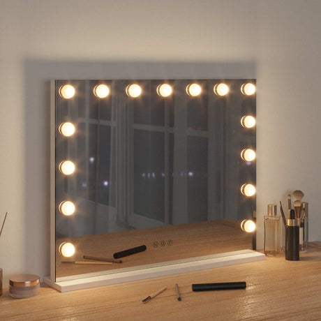 Vidaxl led make-up spiegel wit 58 x 10 x 47 cm glas en staal