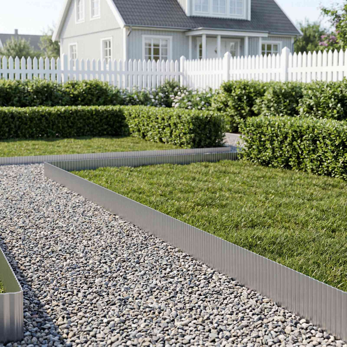 Vidaxl gazonrand 5 m x 25 cm gegalvaniseerd staal zilver