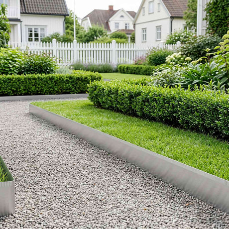 Vidaxl gazonrand 10 m x 25 cm gegalvaniseerd staal zilver