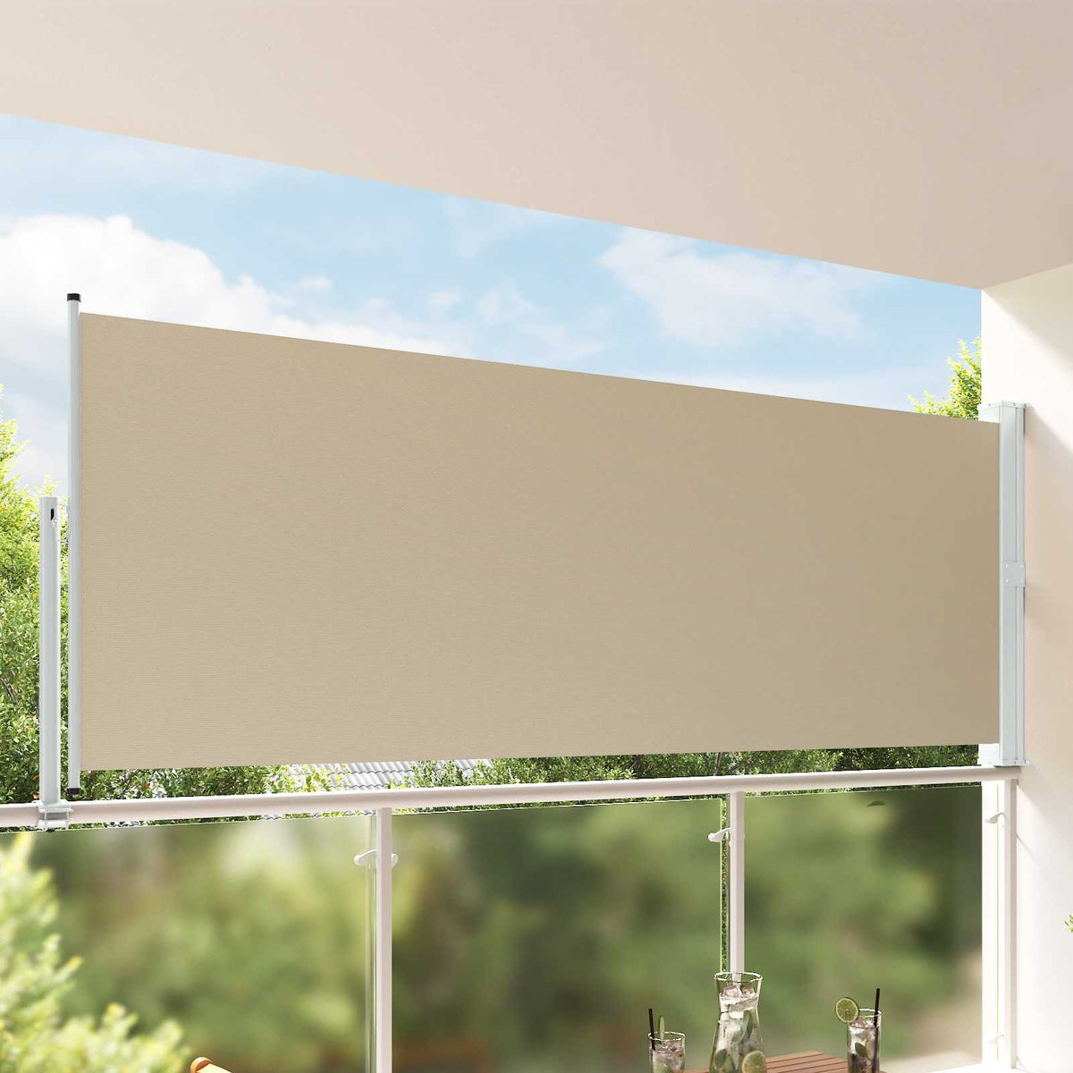 Vidaxl zijkant luifel 160 x 300 cm 100% polyester ijzer staal