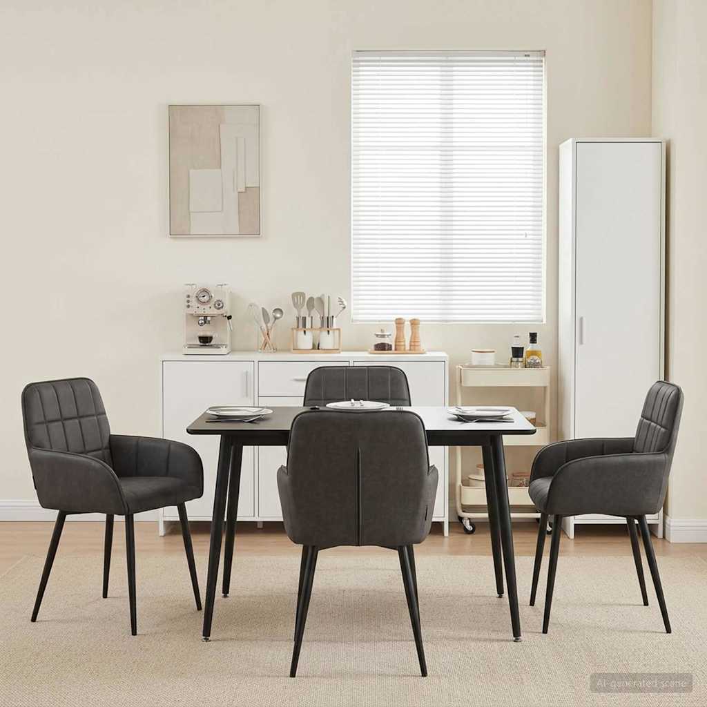 Vidaxl eettafelstoelen 4 st kunstleer zwart 56,5 x 50 x 85 cm