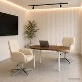 Vidaxl draaiende bureaustoelen 2 st 54 x 58 x 90 cm crèmekleurig stof