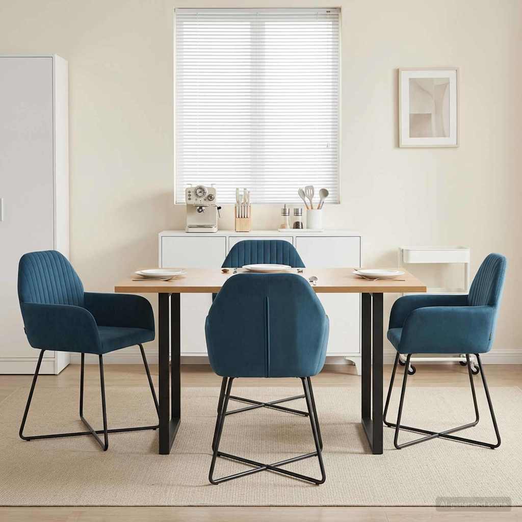 Vidaxl eettafelstoelen 4 st fluweel blauw 55 x 50 x 84 cm