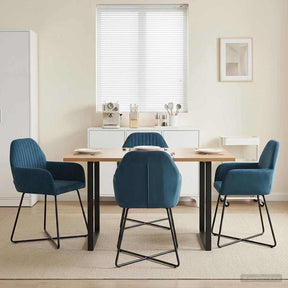 Vidaxl eettafelstoelen 4 st fluweel blauw 55 x 50 x 84 cm