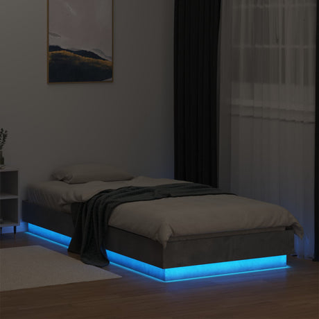 Vidaxl bed frame met led betongrijs 80 x 200 cm bewerkt hout