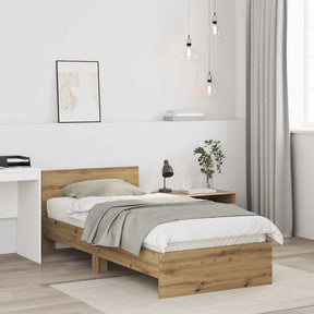 Vidaxl bedframe met hoofdbord artisanaal eiken 80 x 200 cm