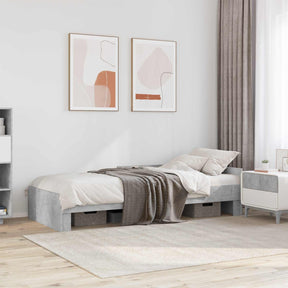 Vidaxl bedframe met hoofdeinde betongrijs 80 x 200 cm bewerkt hout