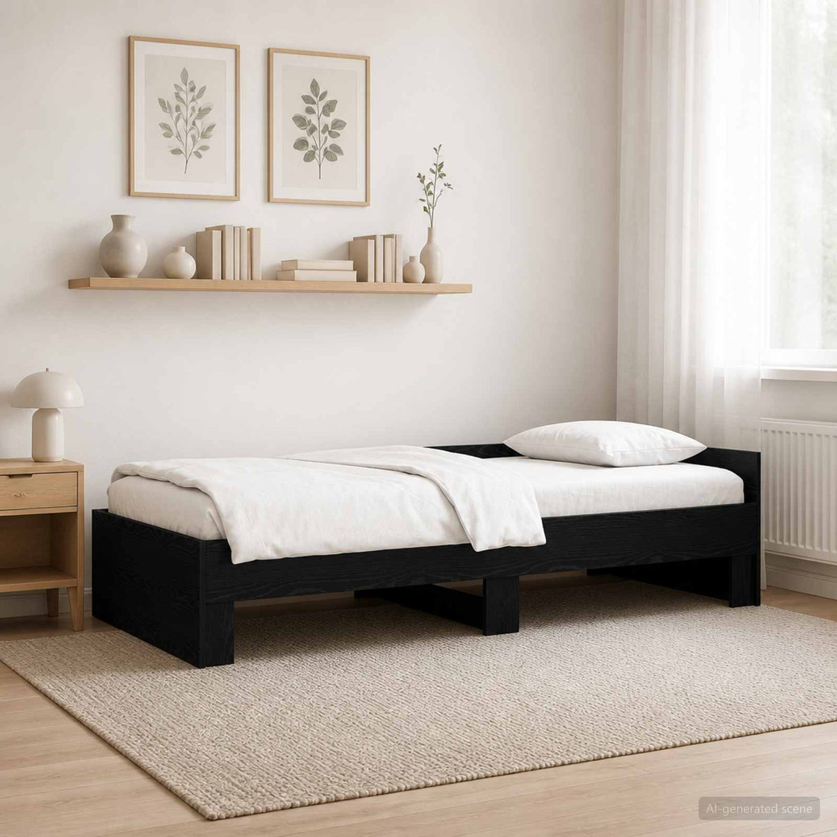 Vidaxl bedframe met hoofdeinde zwart eiken 80 x 200 cm bewerkt hout